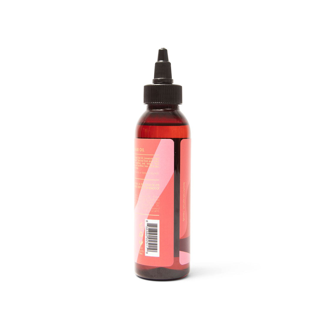 Siden af en flaske med As I Am Long and Luxe GroHair Oil.
