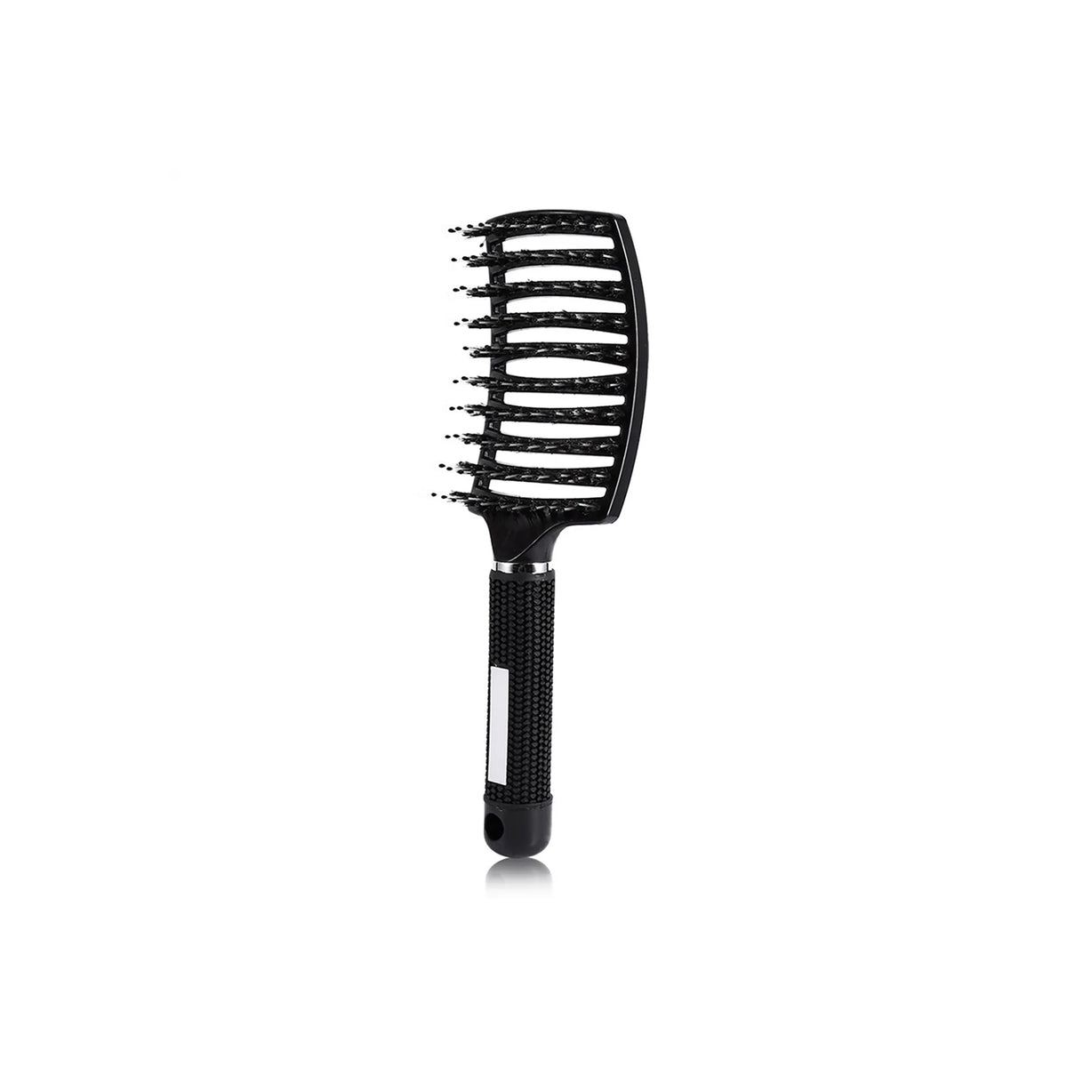 Sort buet krøllebørste med åbent design og ergonomisk håndtag, velegnet til at definere krøller og reducere frizz.