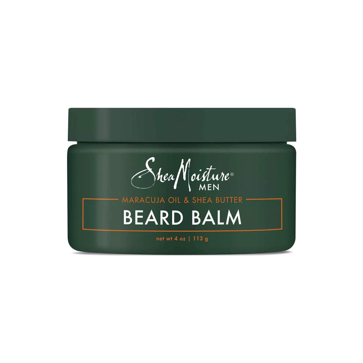 113 gram beholder med skægbalsam fra Shea Moisture Men. Produktet er designet til at nære og style skægget og er pakket i en grøn beholder.