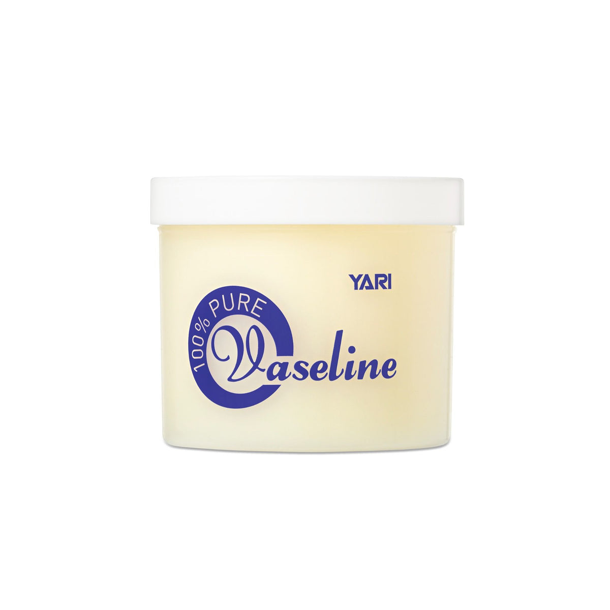 YARI 100% Ren Vaseline (32 oz). Klar dåse i plast med hvidt låg, indeholdende ren vaseline. Til pleje og beskyttelse af huden.