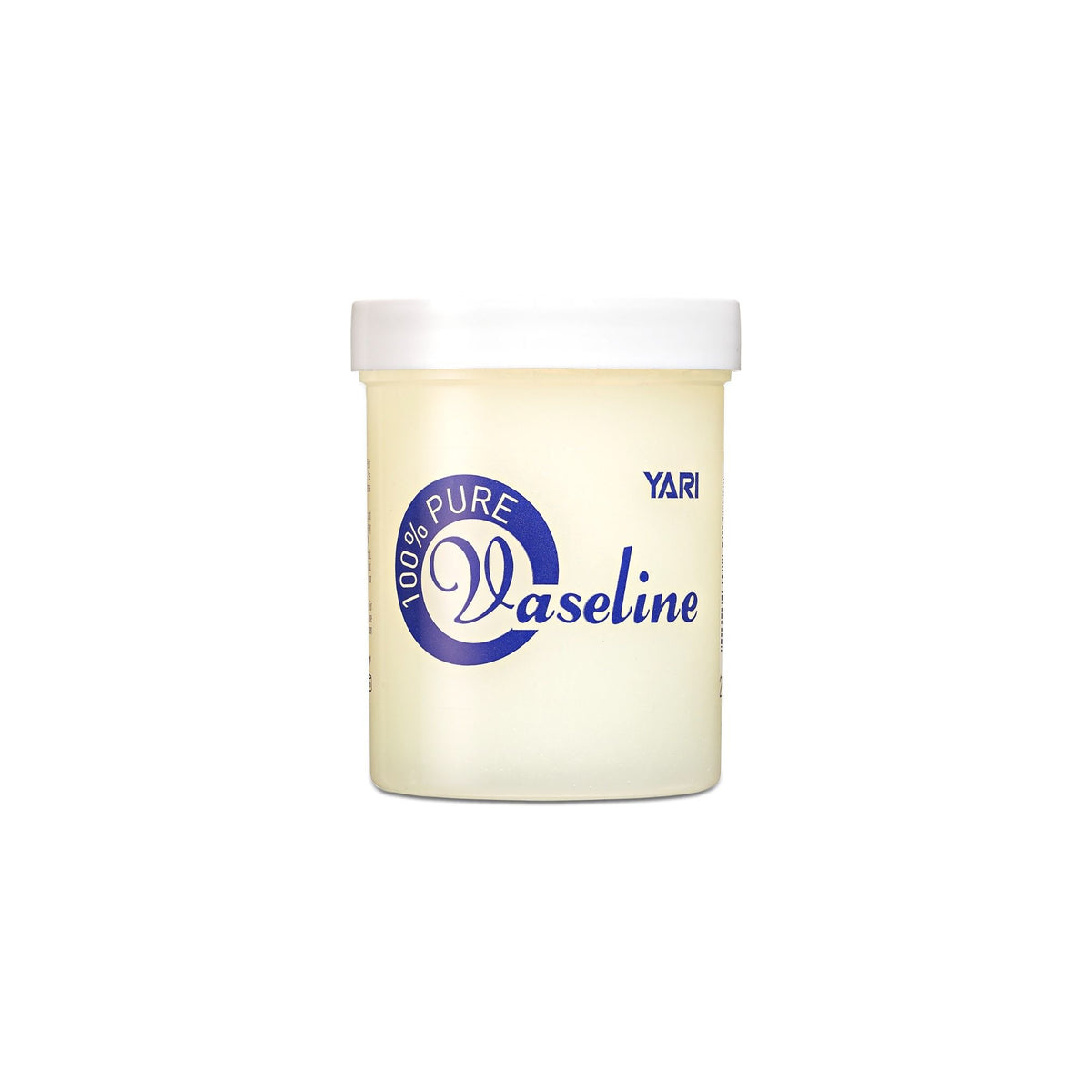 YARI 100% Ren Vaseline (8 oz). Klar dåse i plast med hvidt låg, indeholdende ren vaseline. Til pleje og beskyttelse af huden.